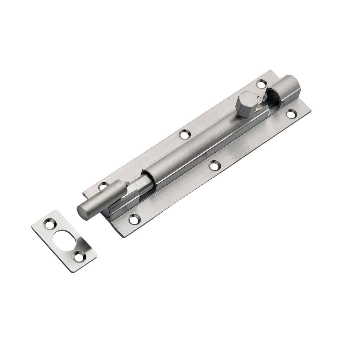 Necked Door Security Sliding Bolt - 152x38mm - Satin Chrome - Security Solutions