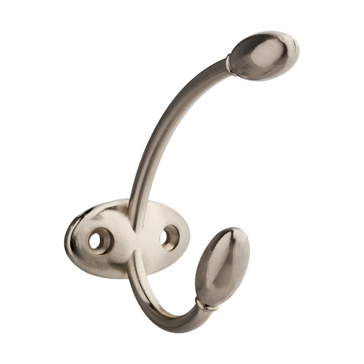 Rosebud Double Hat & Coat Hook - Satin Nickel - Wall/Dour Mountable - Decohooks