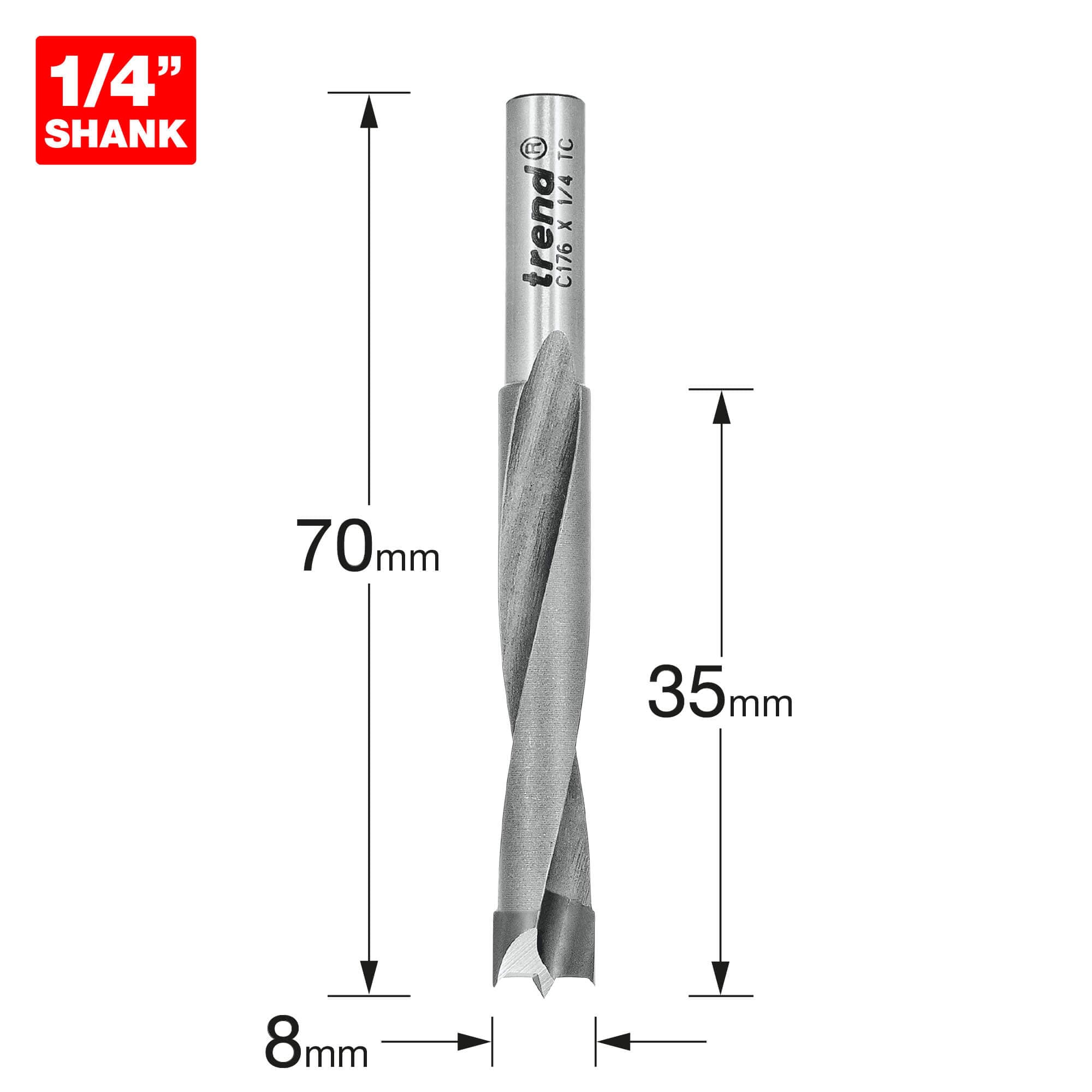 Trend Dowel Drill 8Mm X 35Mm Cut Pk 1 C176X1/4TC