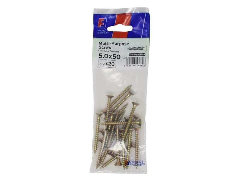 Forgefix FPKMPS550Y Multi-Purpose Pozi Screw Csk St Zyp 5.0 X 50Mm Forgepack 20