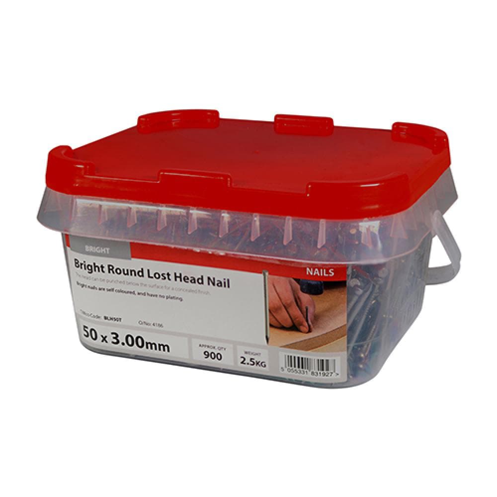 Timco BLH50T Round Lost Head Nails - Bright 50 X 3.00