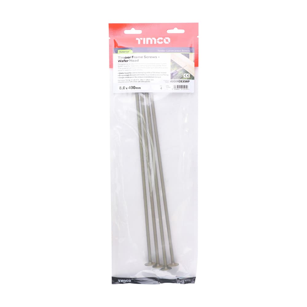 Timco Timber Screws - Tx - Wafer - Exterior - Green TIMpac 4 400INDEXWP