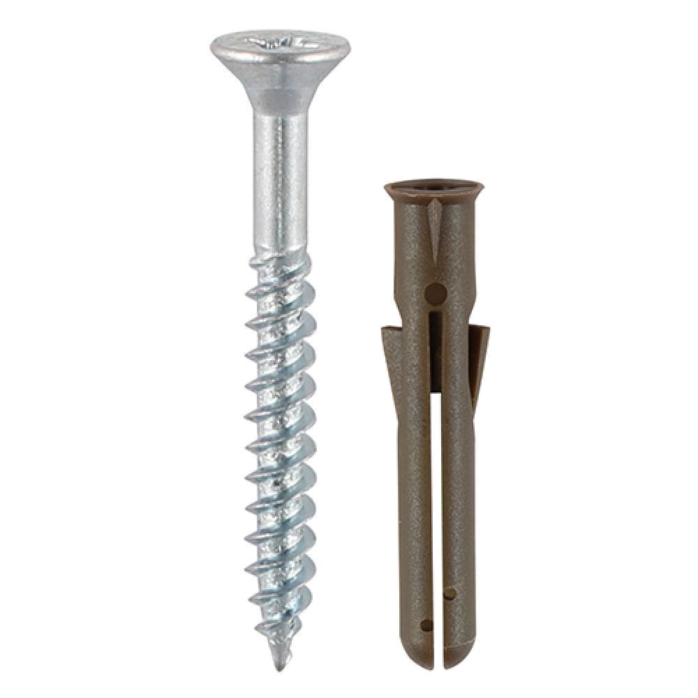 TIMco Screw & Premium Plug - Brown 42mm Tub 400