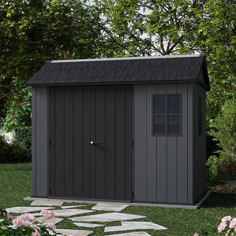 9' x 7'5 Keter Newton Plus Grey Plastic Garden Shed (2.87m x 2.30m)