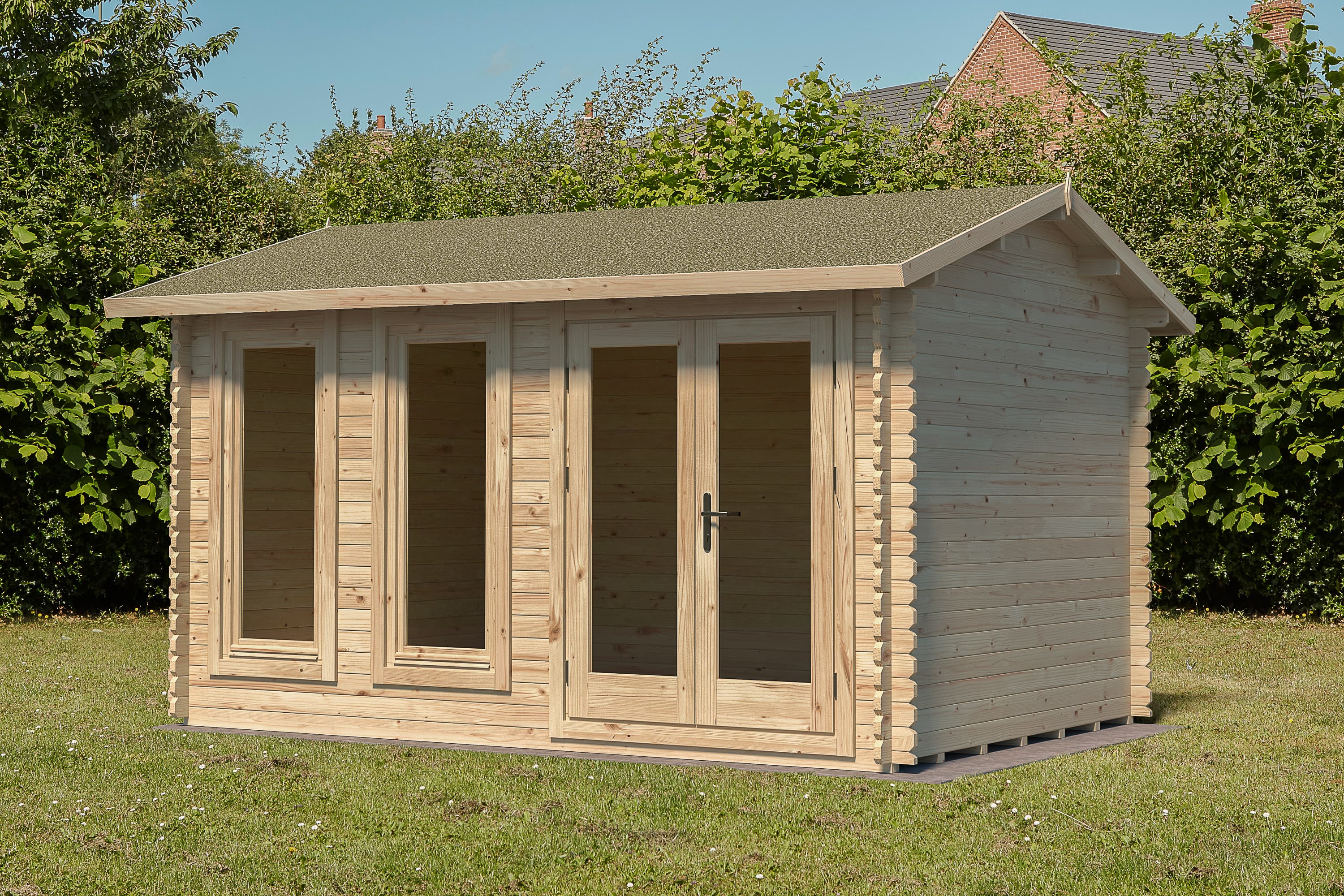 Forest Garden 4 x 3m Chiltern Cabin Double Glaze Underlay and Felt Installed 34