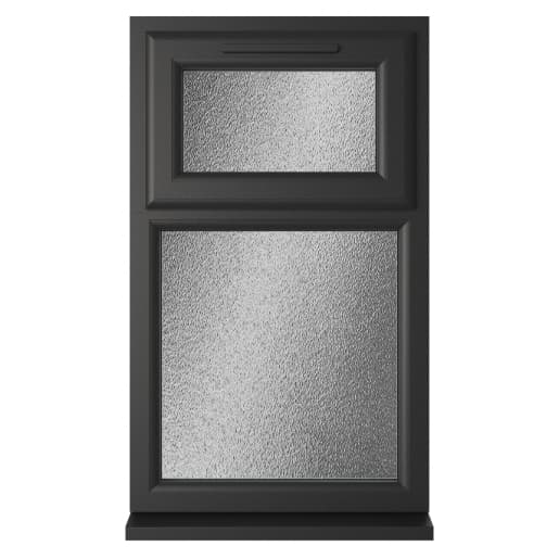 Crystal Double Glazed uPVC Window Black/White Top Hung 1190mm x 610mm Obscure