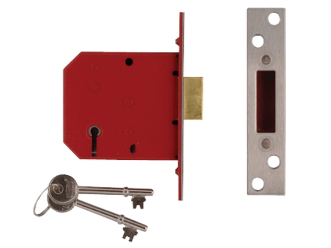 UNION 2101 5 Lever Mortice Deadlock Satin Brass Finish 65mm 2.5in Box J2101-PL-2.50