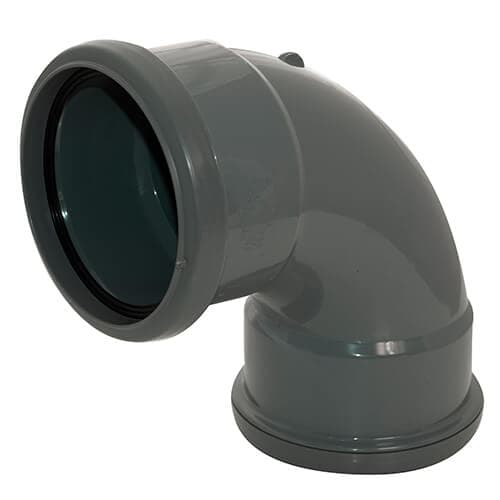 FloPlast Ring Seal Soil Bend Double Socket - 92.5 Degree x 110mm Anthracite Grey