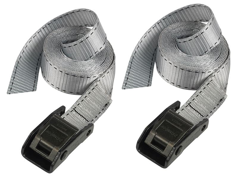 Master Lock 3110EURDAT Lashing Strap With Metal Buckle Grey 2.5M 150Kg (Pack 2)