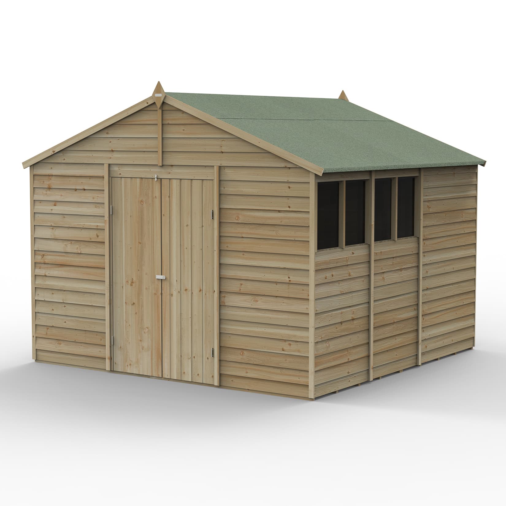 Forest Garden 4LIFE Apex Shed 10 x 10 - Double Door - 4 Windows