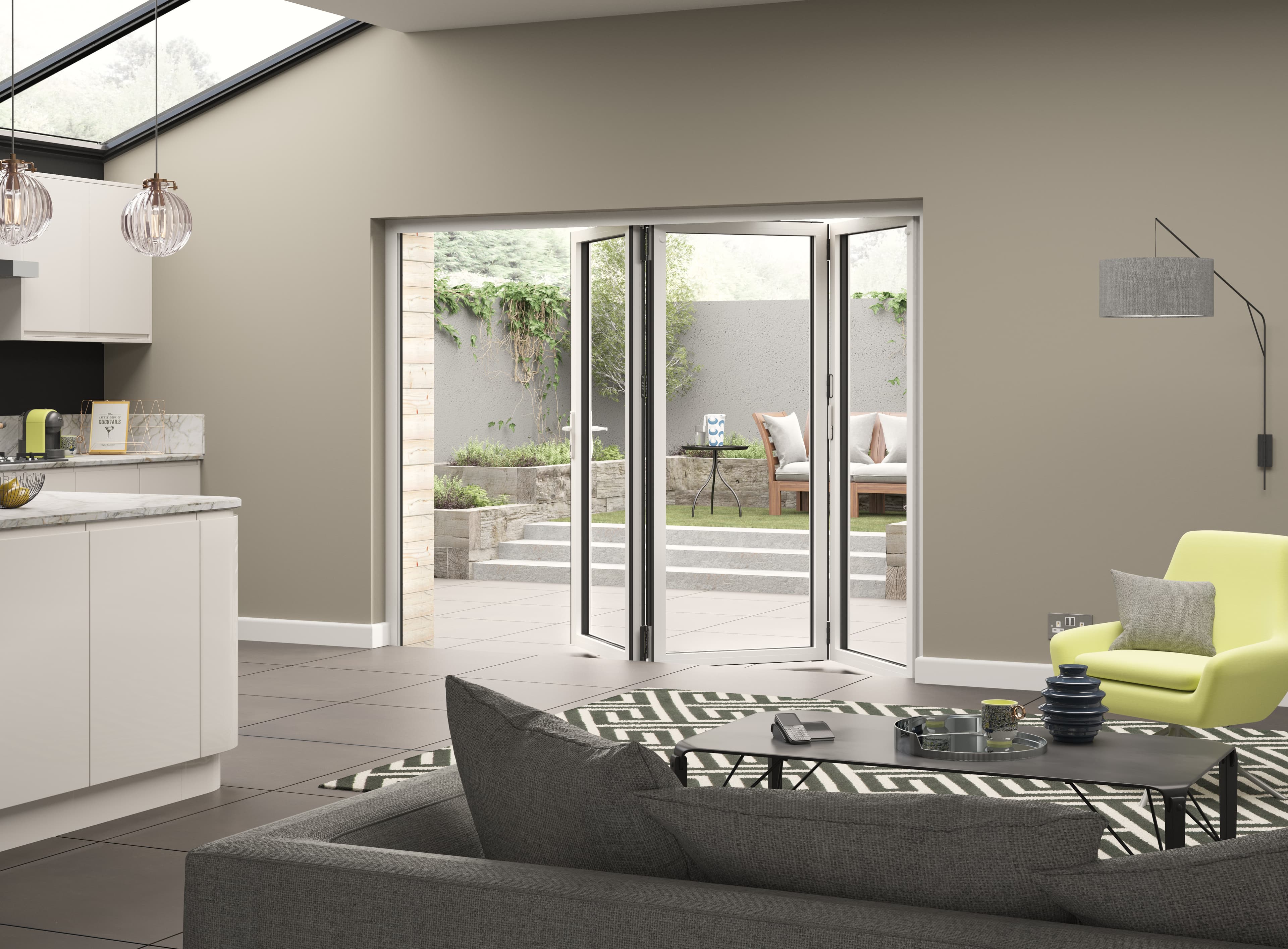 External Aluminium Bifold White Right Opening 2090 x 2090mm High