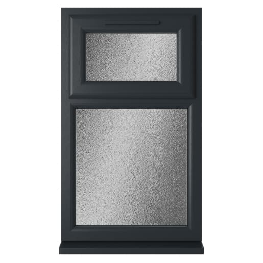 Crystal Double Glazed uPVC Window Grey/White Top Hung 905mm x 1115mm Obscure