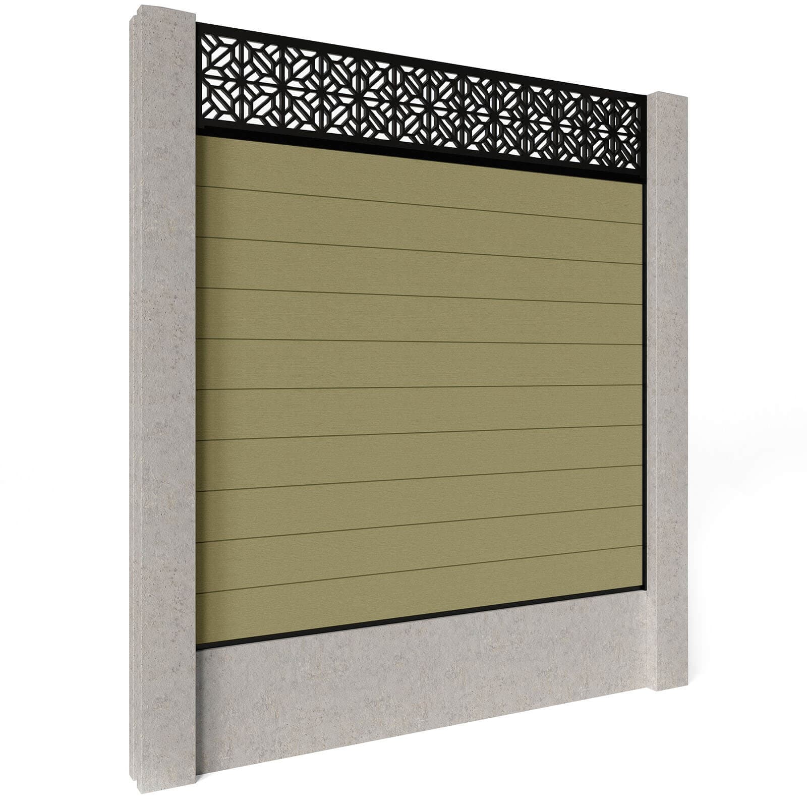 Composite Fence Panels - Savanna with Aluminium Railings (for concrete posts) 1.8m