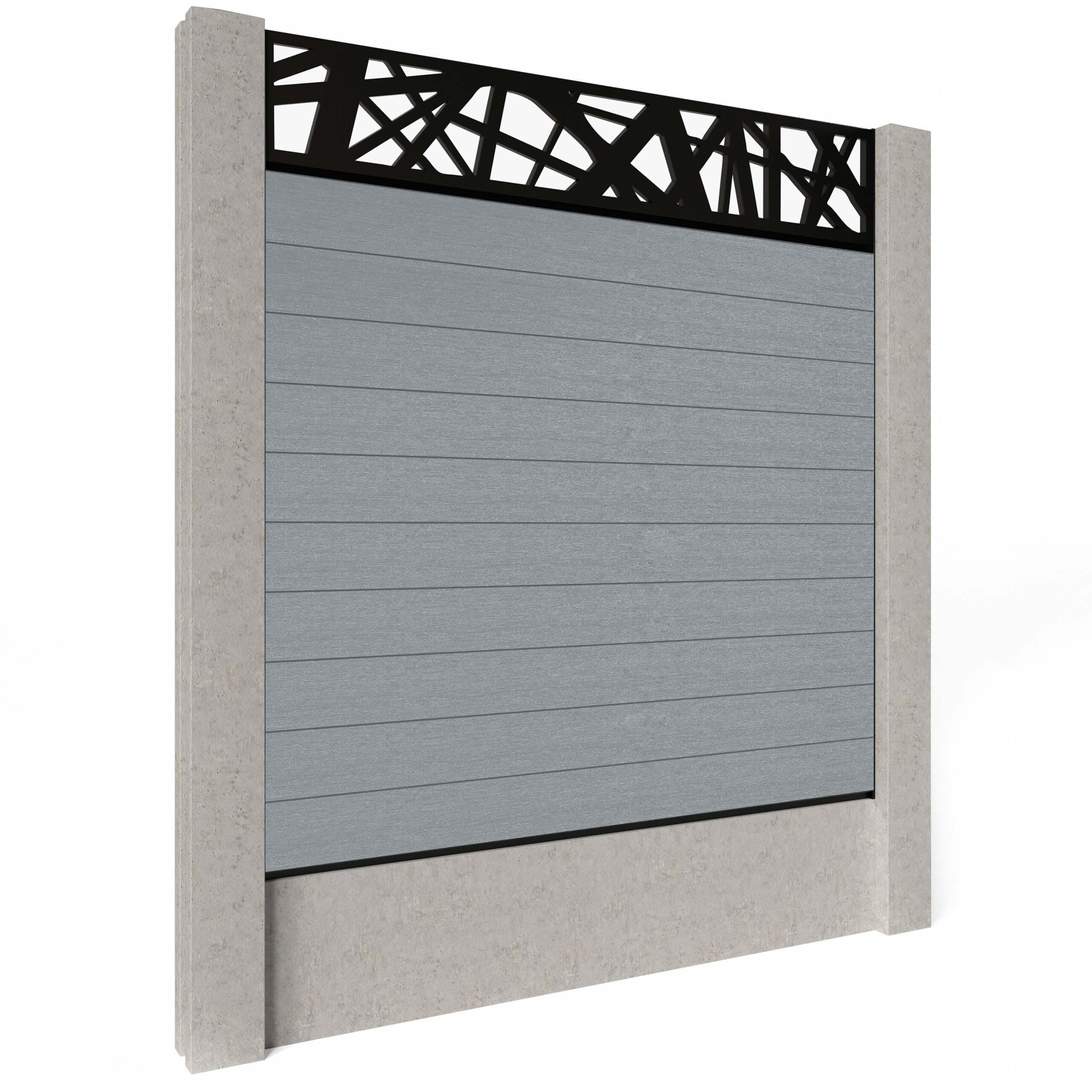 Composite Fence Panels - Pearl with Aluminium Railings (for concrete posts) 0.9m