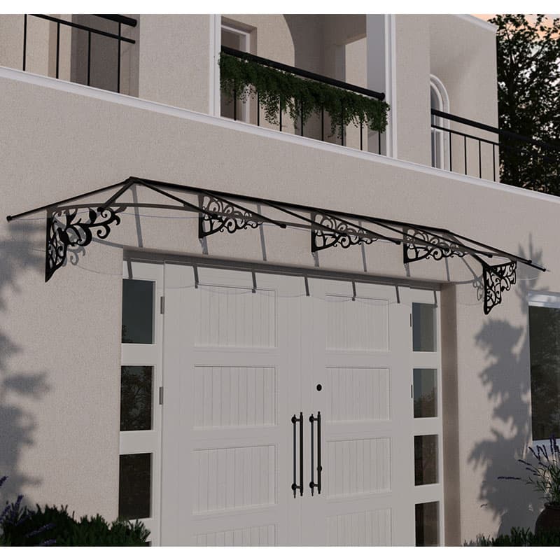 15â6 x 2â11 Palram Canopia Lily 4700 Black Clear Large Door Canopy (4.73m x 0.88m)