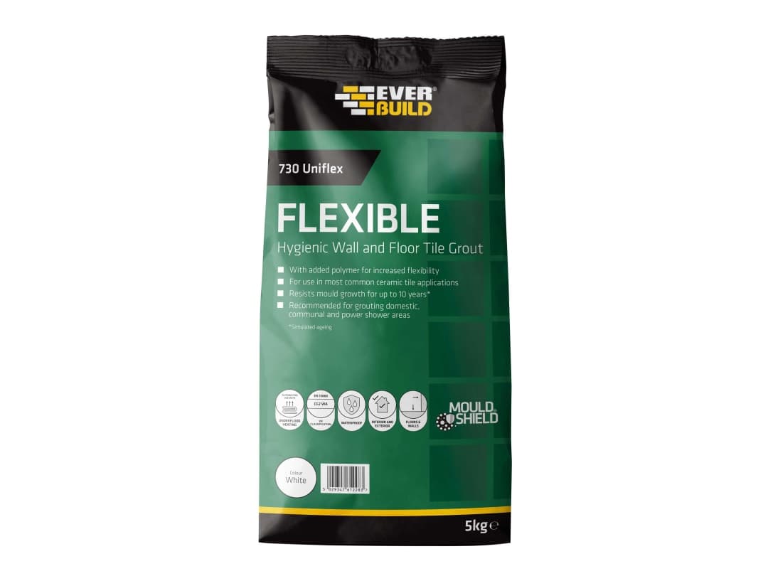 Everbuild Sika 730 Uniflex Hygienic Tile Grout White 5kg 486468