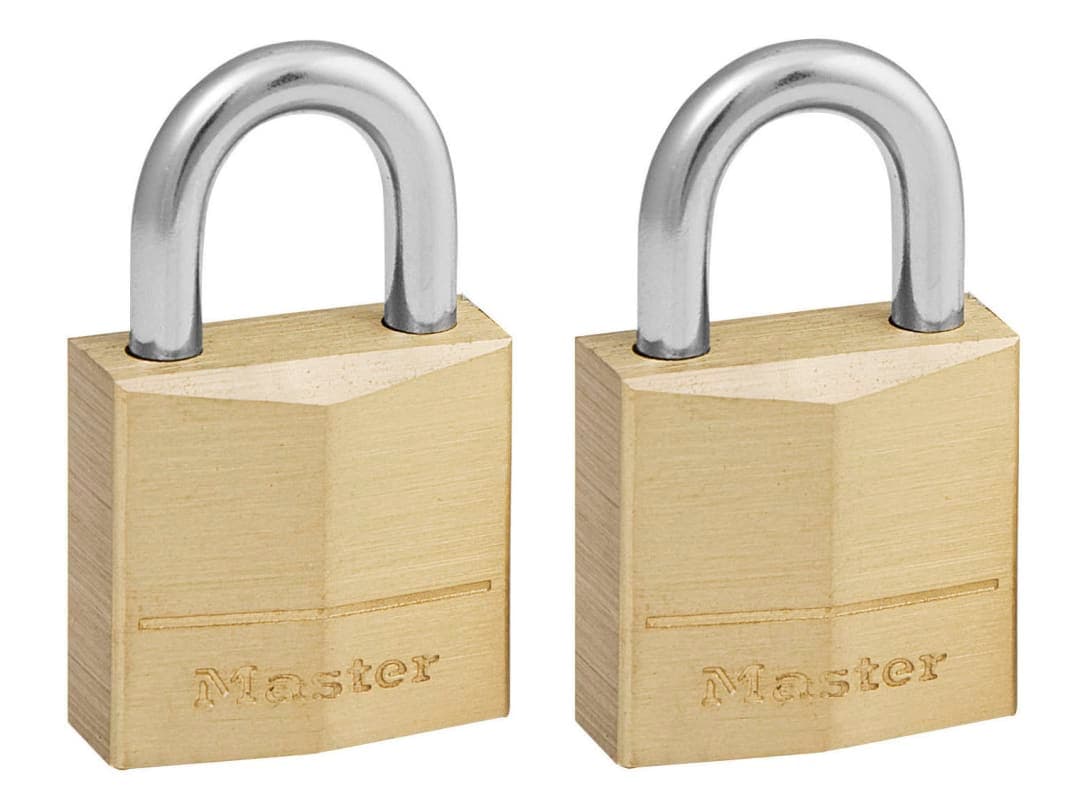Master Lock Solid Brass 20mm Padlock 3-Pin - Keyed Alike x 2 120EURT