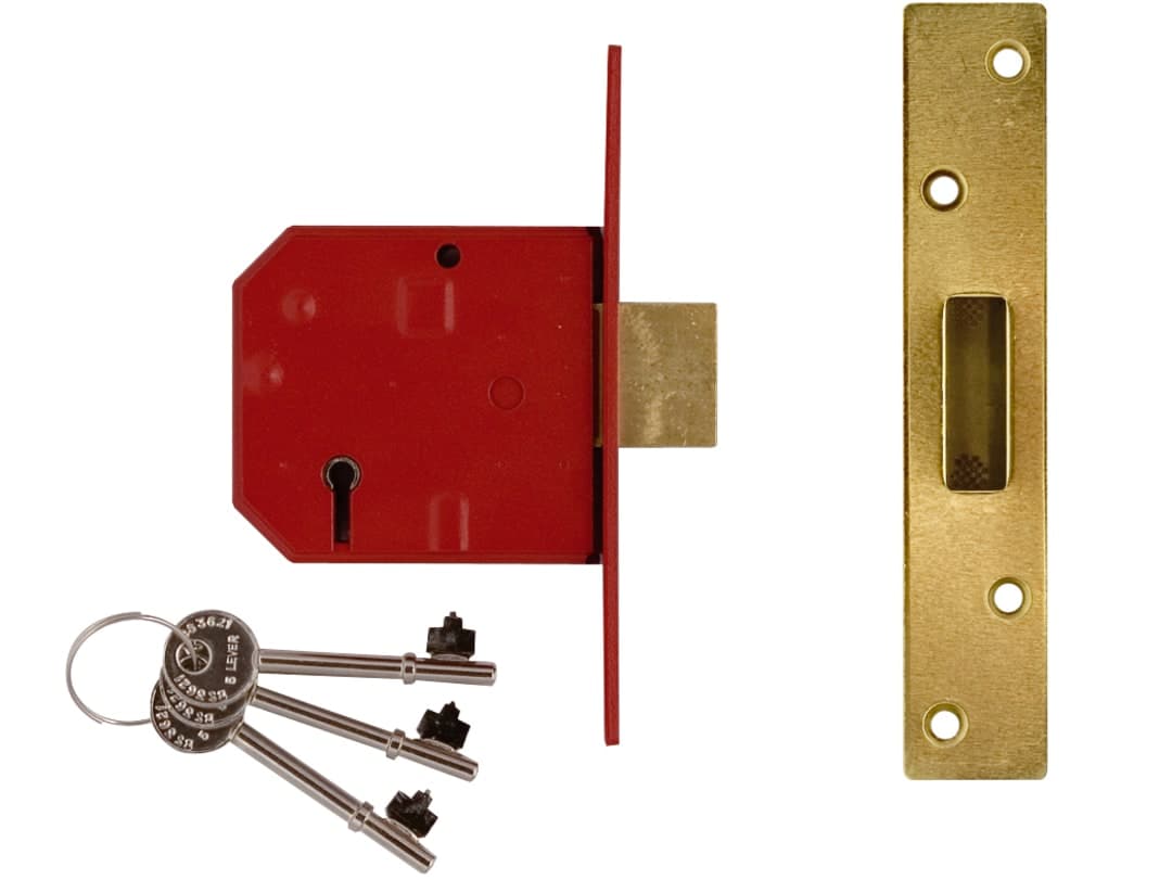 UNION 2134E 5 Lever BS Mortice Deadlock Satin Brass Finish 79.5mm 3in Visi Y2134E-PL-3.00