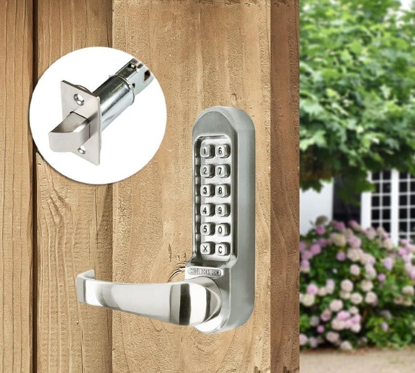 Mechanical Dual Plate Adjustable Gate Latch Lock - Keypad - Heavy Duty - 70mm Backset - Stainless Steel - Silver