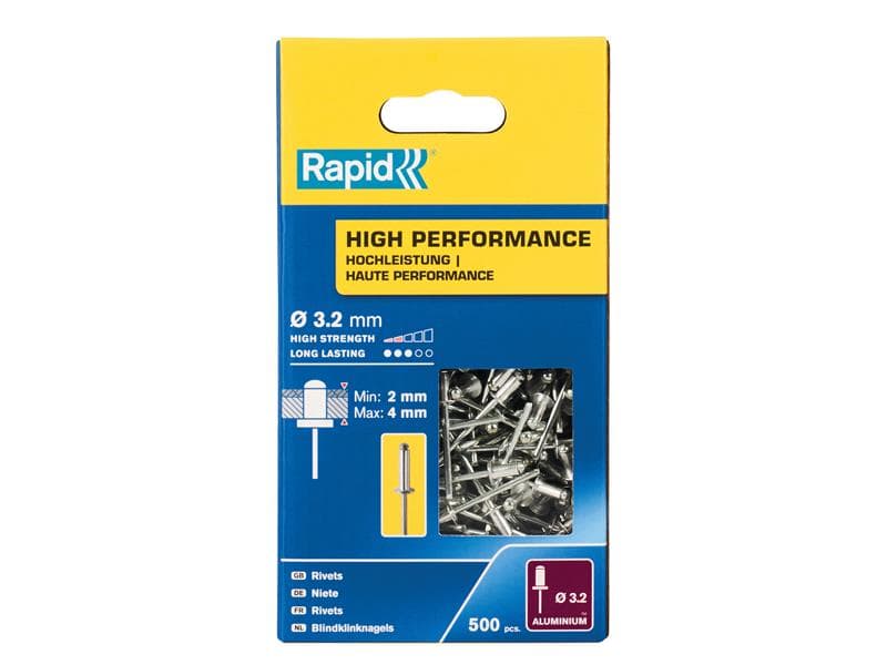 Rapid 5001431 High Performance Rivets 3.2 X 8Mm (Box 500)