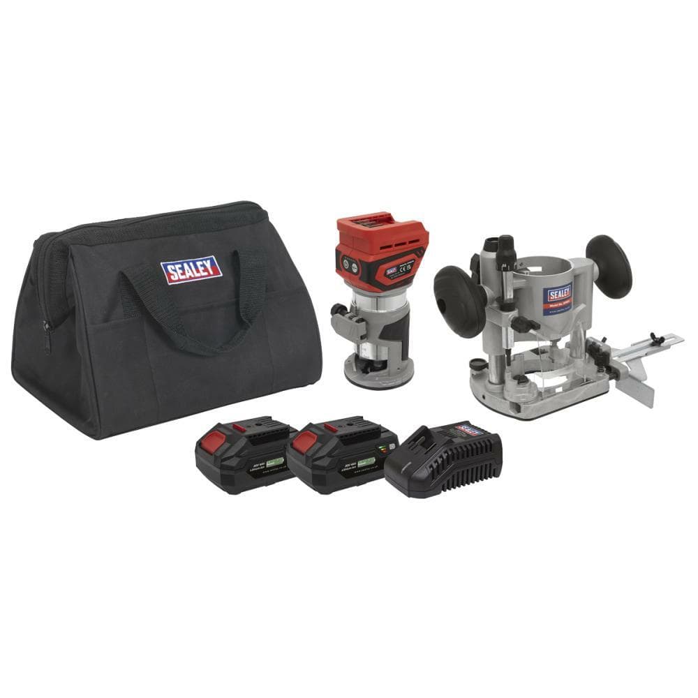 Sealey CP20VTRKIT 20V Sv20 Series Cordless Trimming Router Kit - 2 Batteries