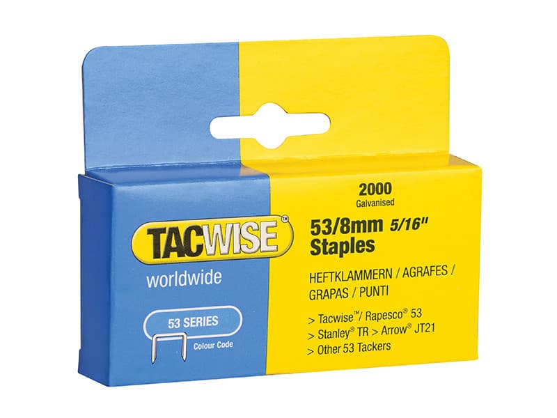 Tacwise 0335 53 Light-Duty Staples 8Mm (Type Jt21 A) (Pack 2000)