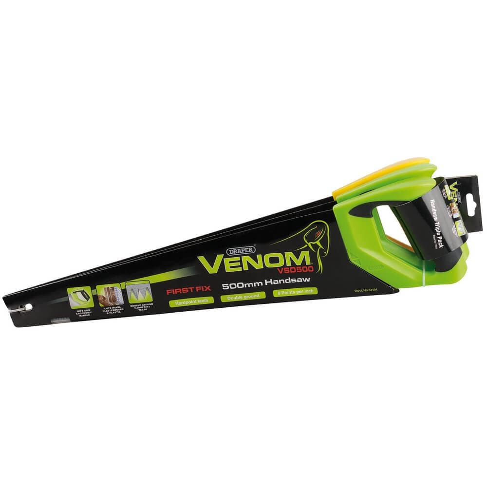 Draper 17693 Venom® Double Ground Handsaws 500Mm (Pack Of 3) per set