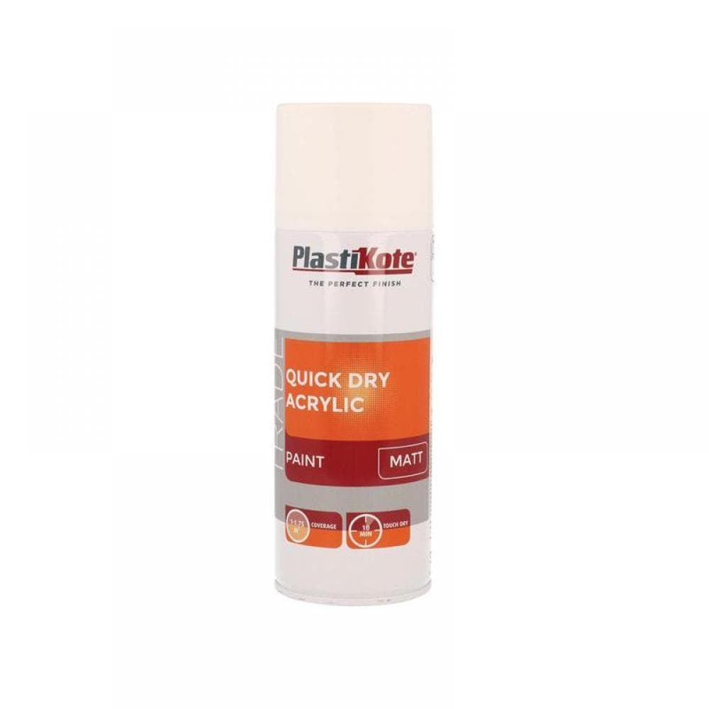 Plastikote 071010 Trade Quick Dry Acrylic Spray Paint Matt White 400Ml