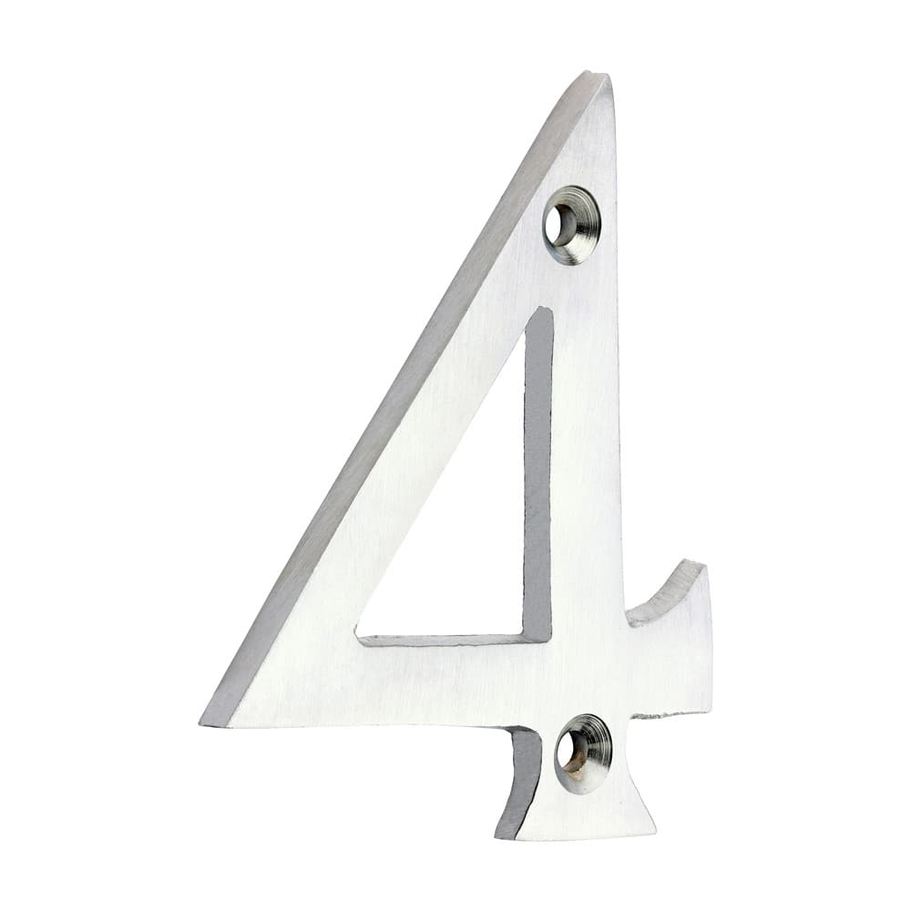 Timco Door Numeral 4 - Satin Chrome Bag 1 200366