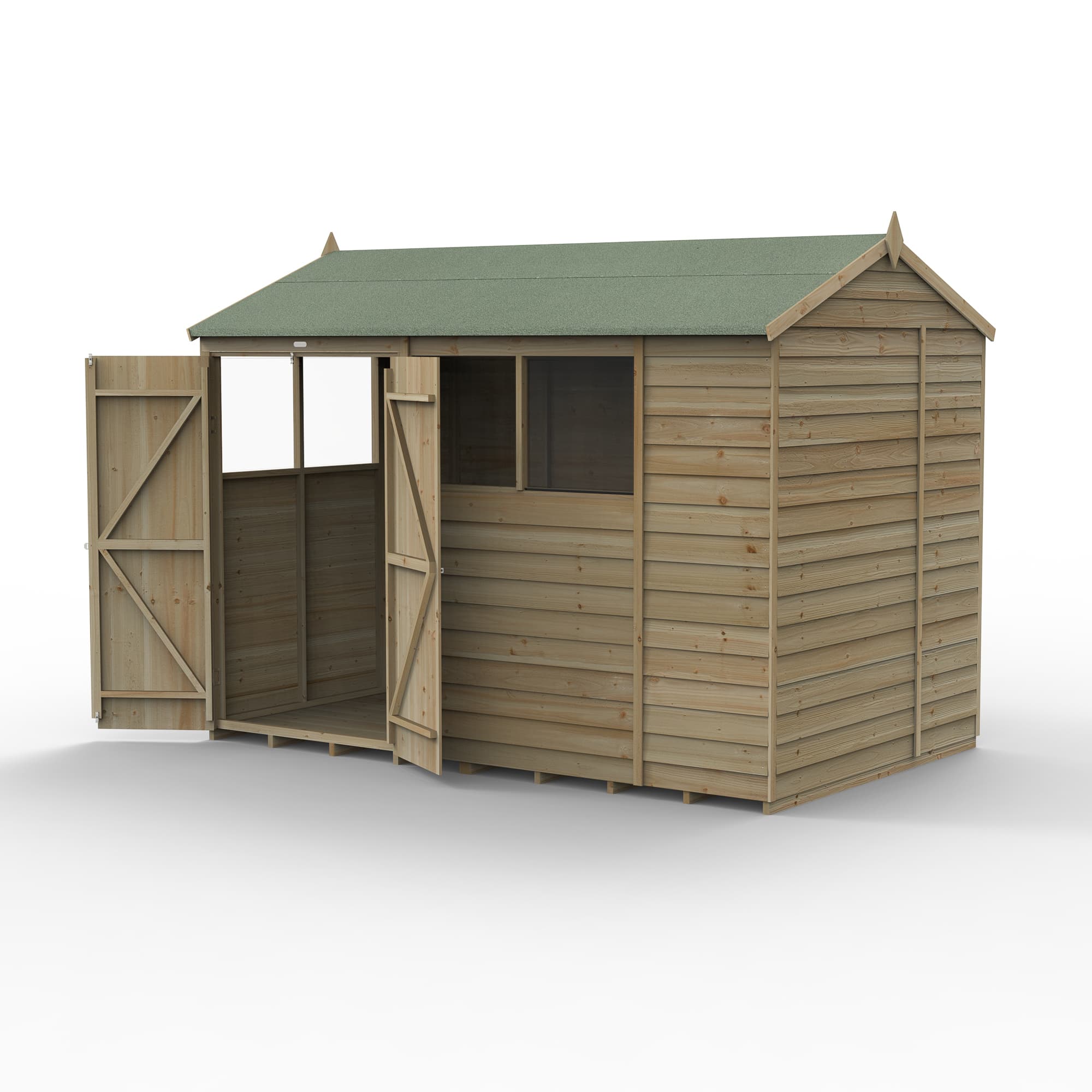 4LIFE Reverse Apex Shed 10 x 6 - Double Door - 4 Windows