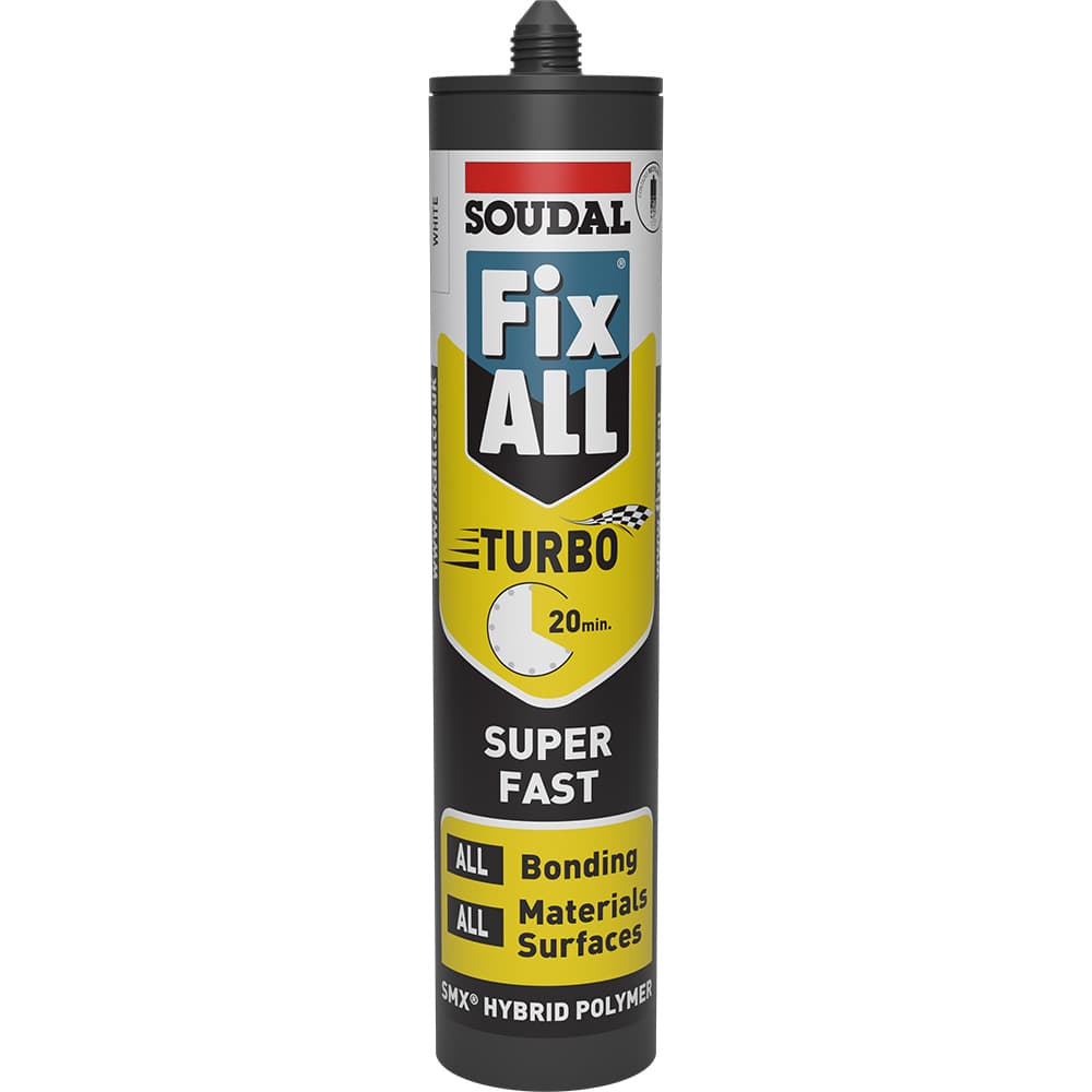 Soudal White Polymer Fix All Turbo Sealant & Adhesive, 290ml
