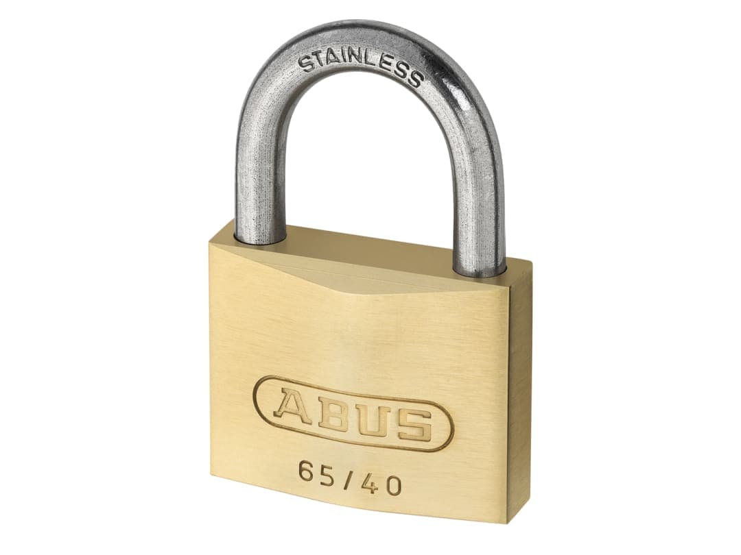 ABUS Mechanical 65IB/40mm Brass Padlock Stainless Steel Shackle Carded 10011854-01