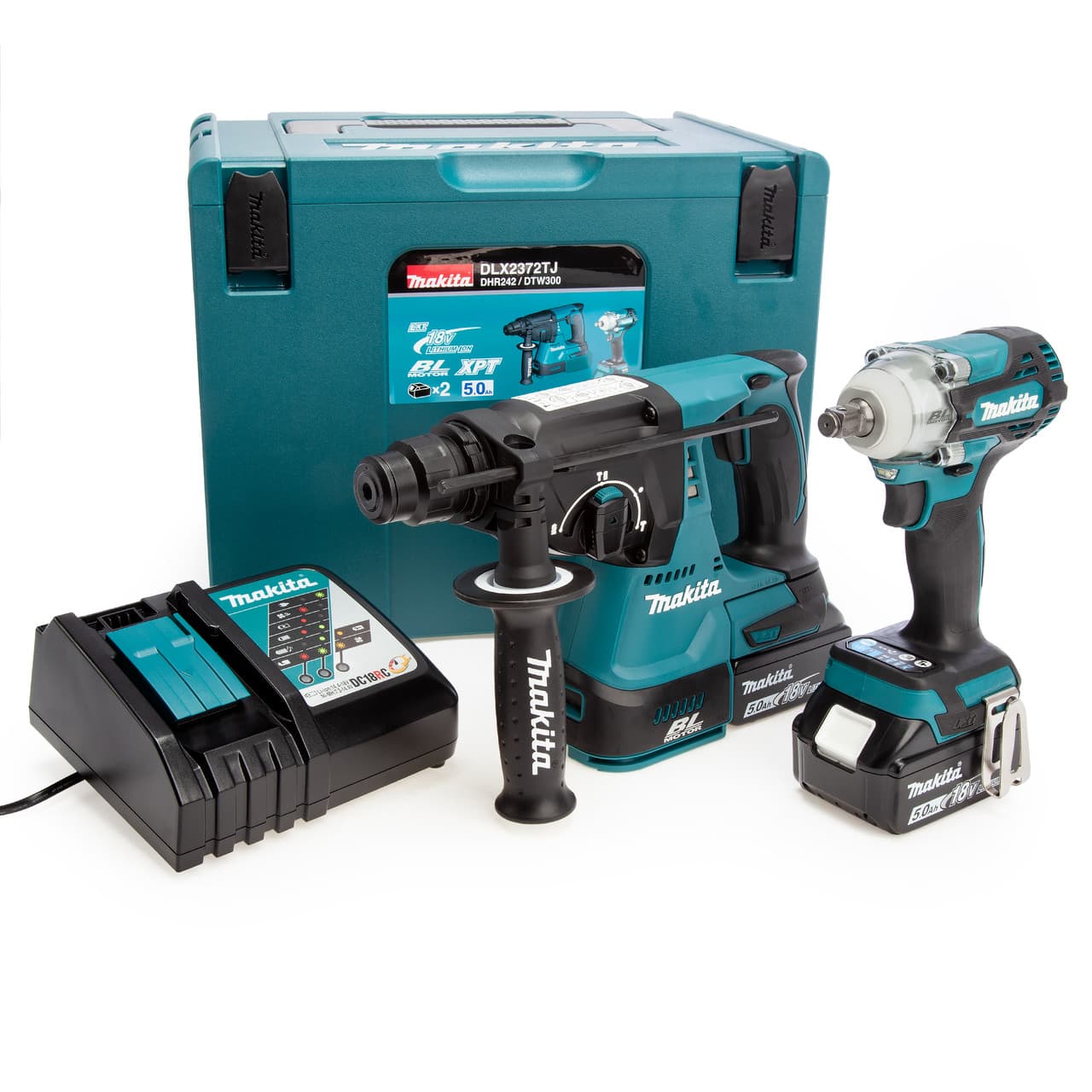 Makita DLX2372TJ LXT 18V Rotary Hammer & Impact Wrench Twin Pack (2 x 5.0Ah Batteries) DLX2372TJ