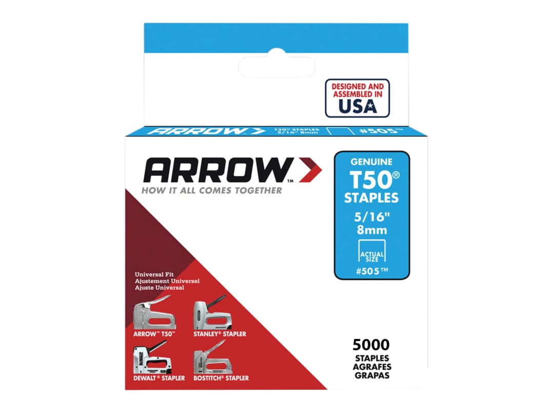 Arrow T50 Staples 8mm (5/16in) (Bulk Pack 5000) A505IP