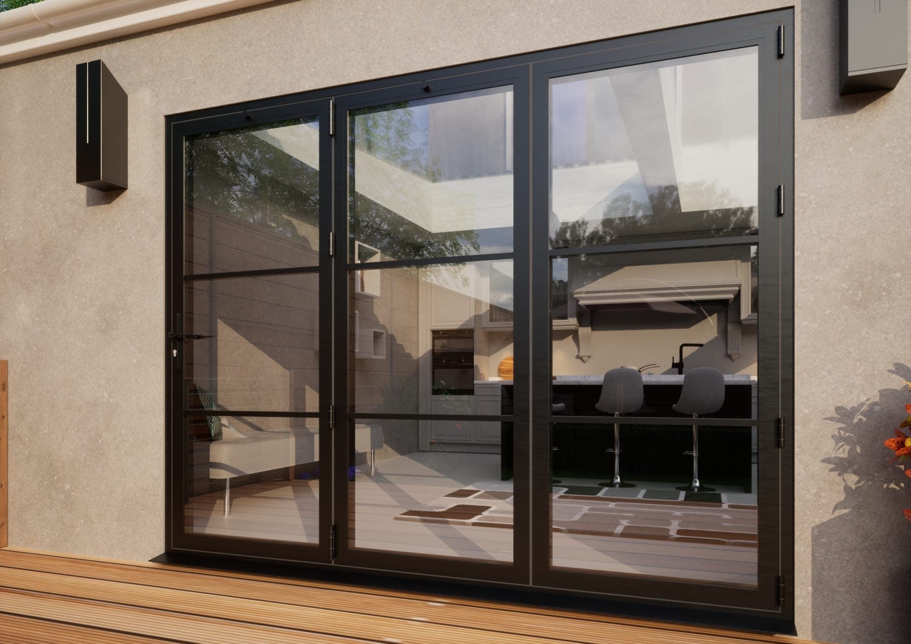 Heritage Aluminium Bifold Door - 2700mm Grey - 3 Right