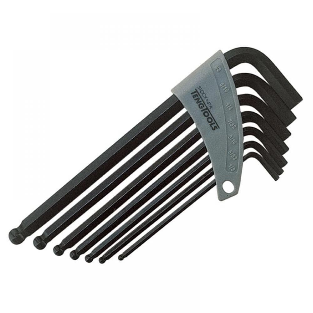 Teng 1474 Imperial Ball Point Hexagon Key Set 7 Piece (1/8-3/8In)