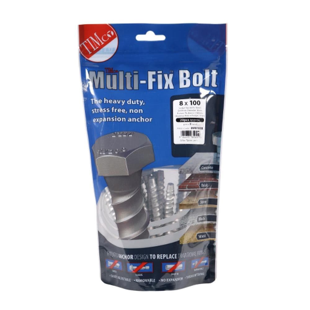 Timco MF8100B Masonry Bolts - Hex - Exterior - Silver 8.0 X 100 TIMbag 20