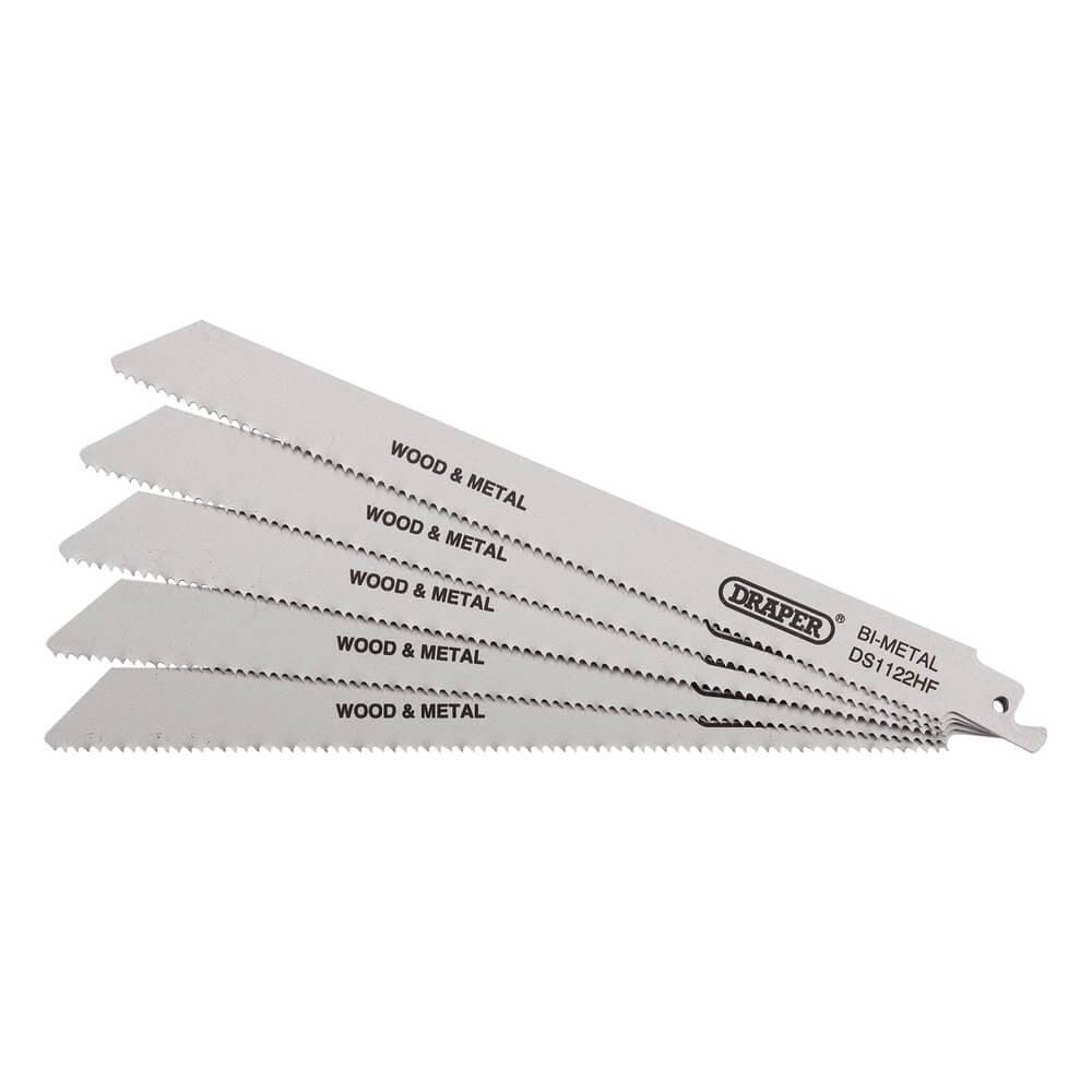 Draper 38754 Bi-Metal Reciprocating Saw Blades For Multi-Purpose Cutting 225Mm 10Tpi (Pack Of 5) each 5
