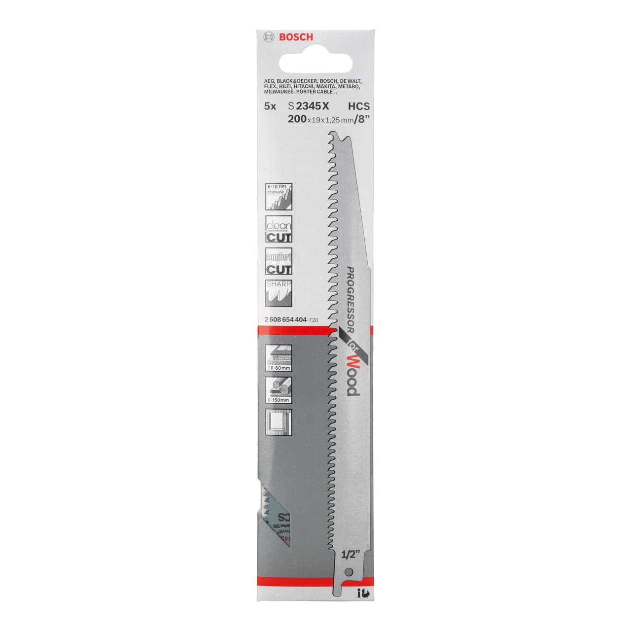 Bosch S2345X Progressor Reciprocating Saw Blades For Wood (Pack Of 5)