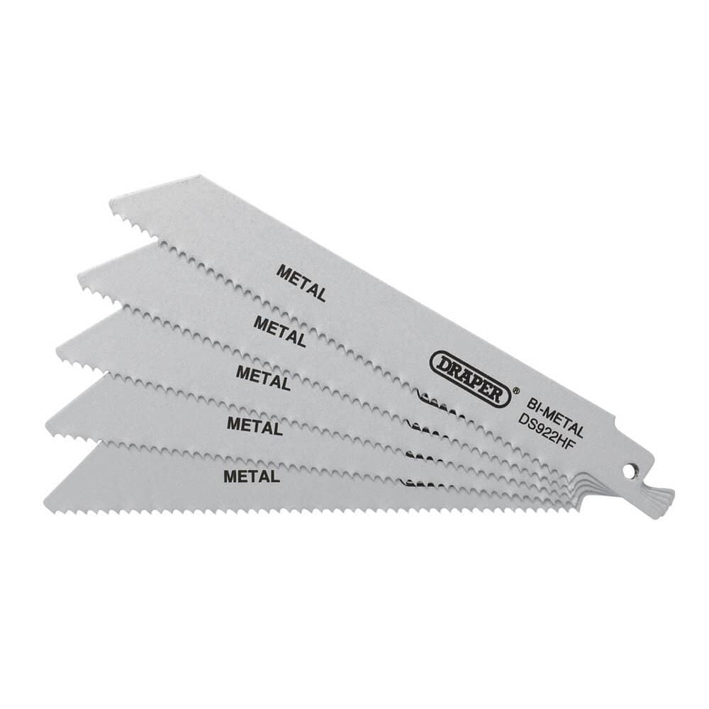 Draper 43460 Bi-Metal Reciprocating Saw Blades For Metal 150Mm 10Tpi (Pack Of 5) each 1