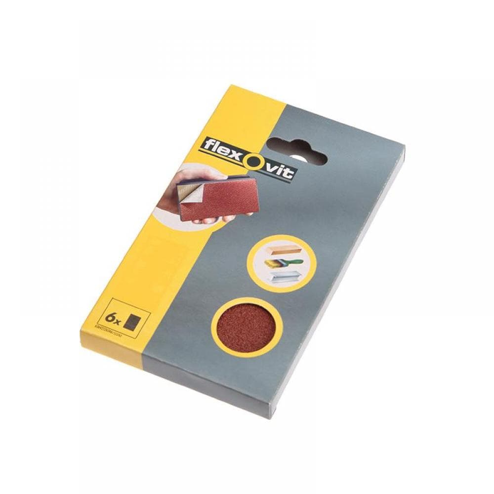 Flexovit 63642526348 Hook & Loop Sanding Block Refill Kit Medium 80G (6)