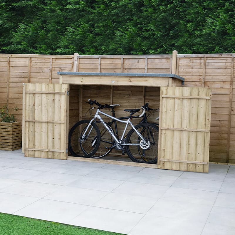 6'5 x 2'10 Forest Overlap Double Door Wooden Bike Shed / Pressure Treated (no floor)