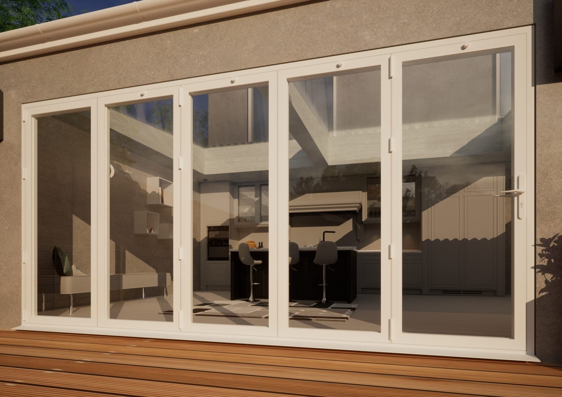 Aluminium Bifold Door Part Q Compliant - 4200mm White - 5 Left