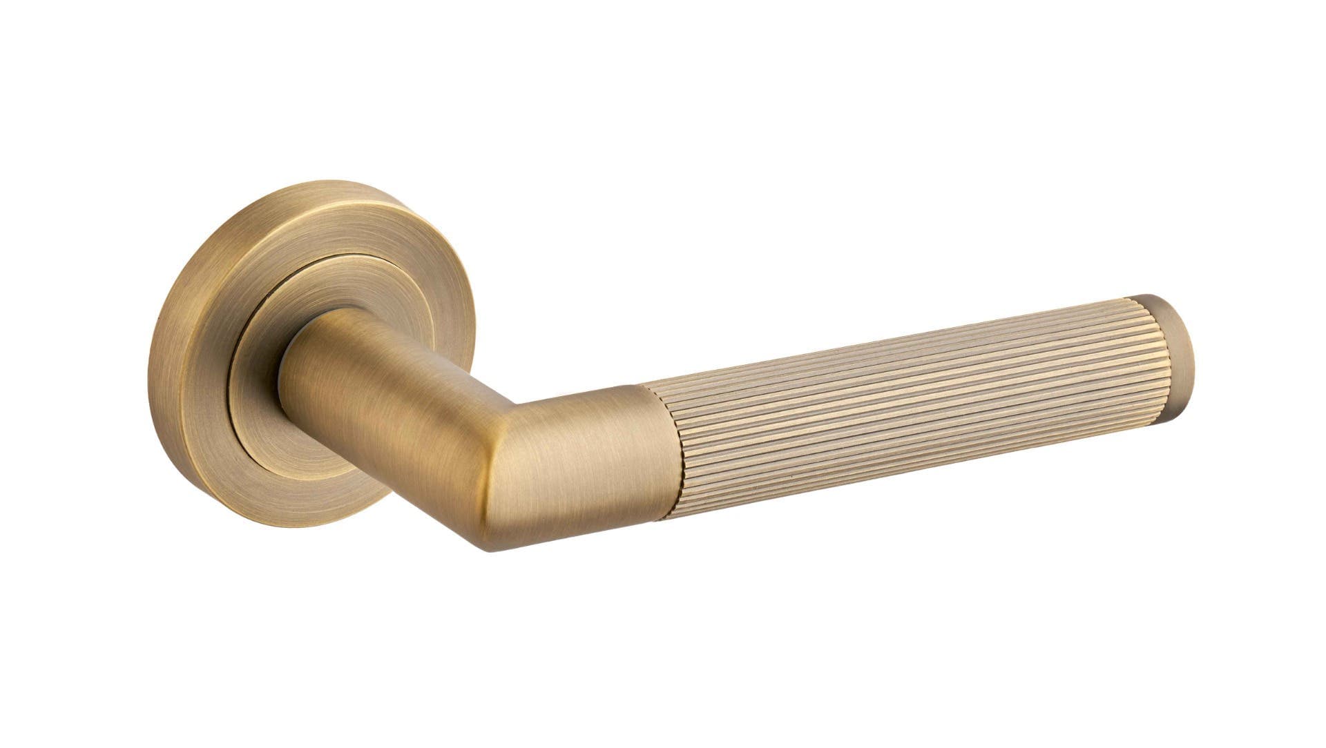 Newington Fluted Lever On Rose Door Handle - Antique Brass - Designer Levers