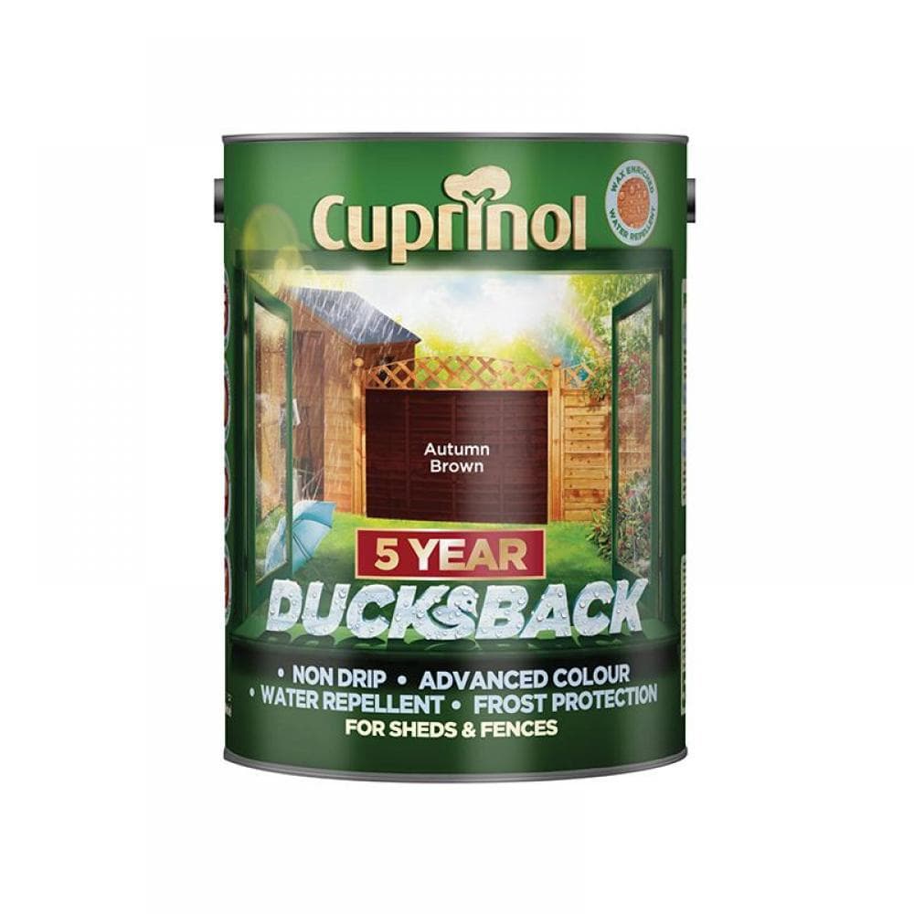 Cuprinol 5092442 Ducksback 5 Year Waterproof For Sheds & Fences Autumn Brown 5 Litre