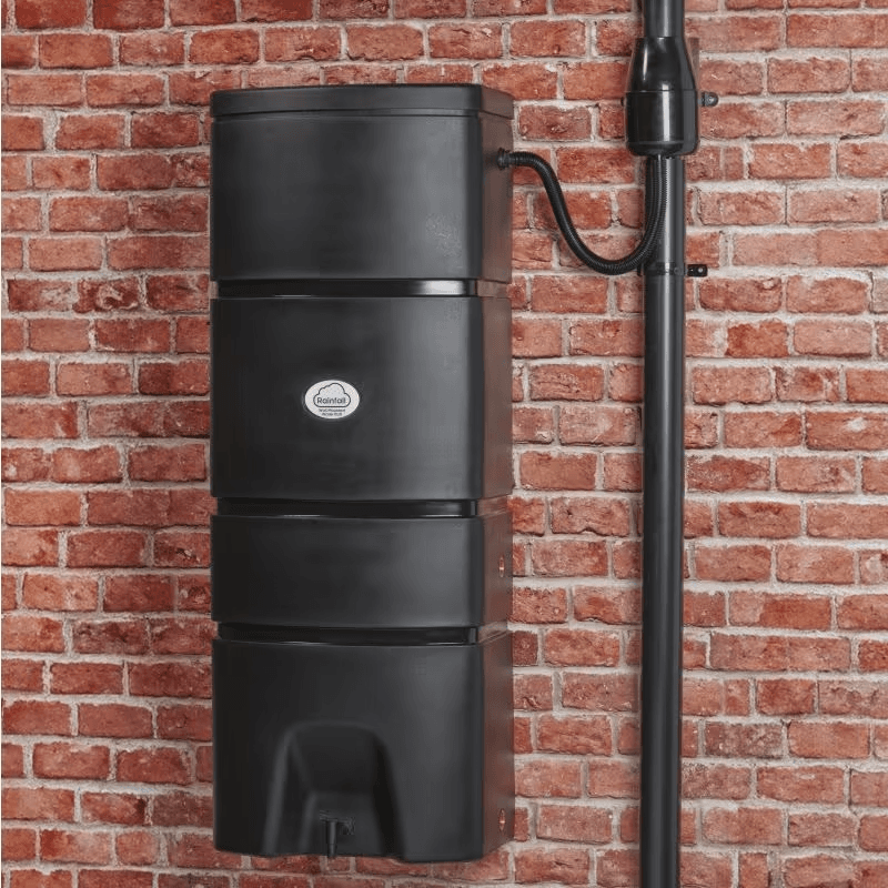 Medium 160L Rainfall Wall Mounted Water Butt in Black