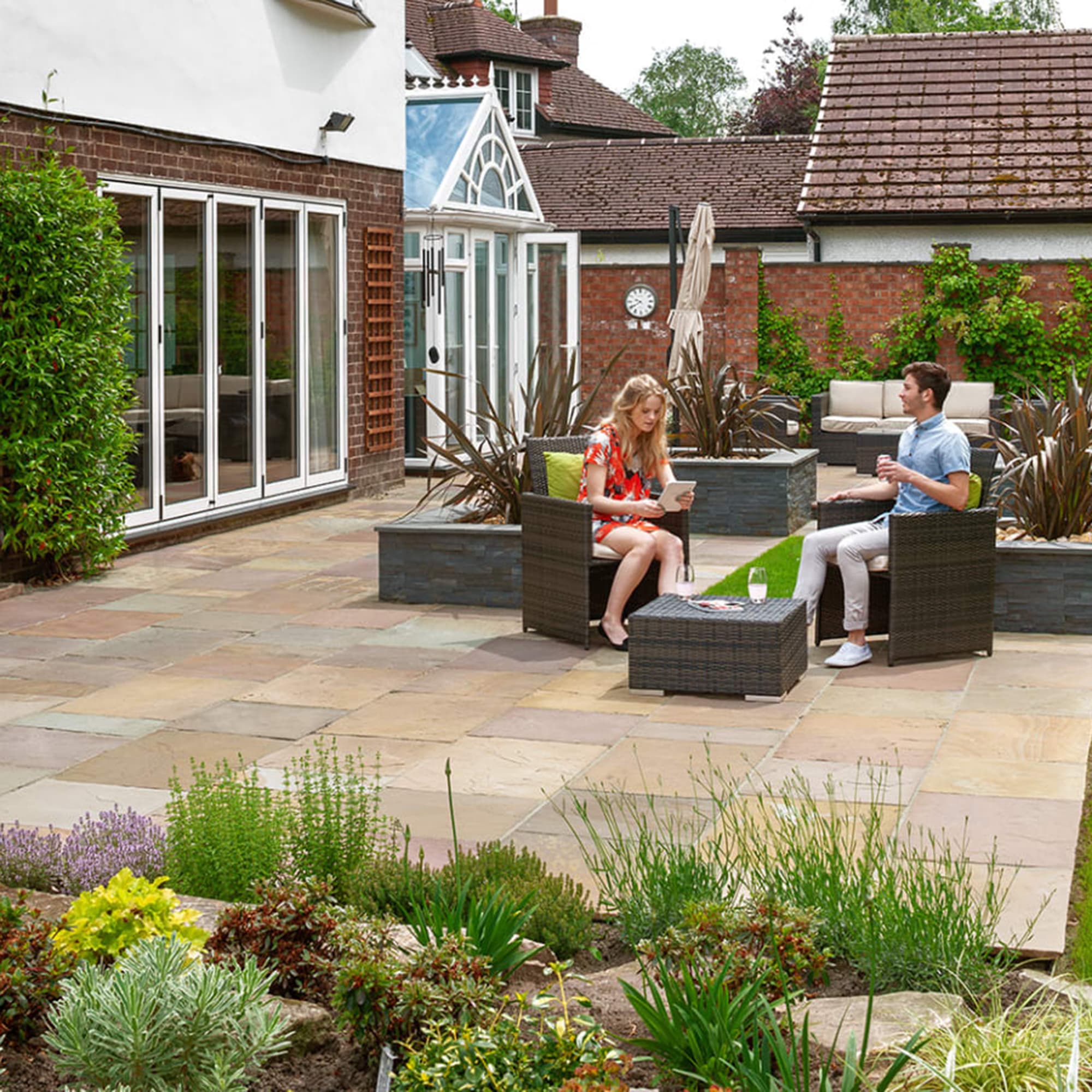 Marshalls Indian Sandstone Natural Stone Paving Buff Multi 610 x 610mm