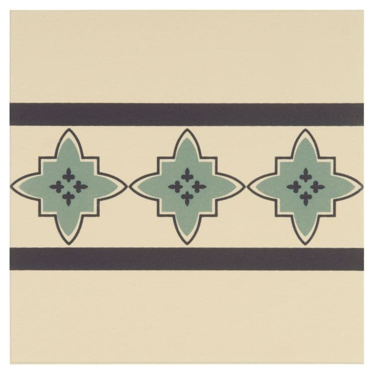 Original Style Odyssey Primo Marrakech Border Dark Blue and Dark Jade on White 15x15cm