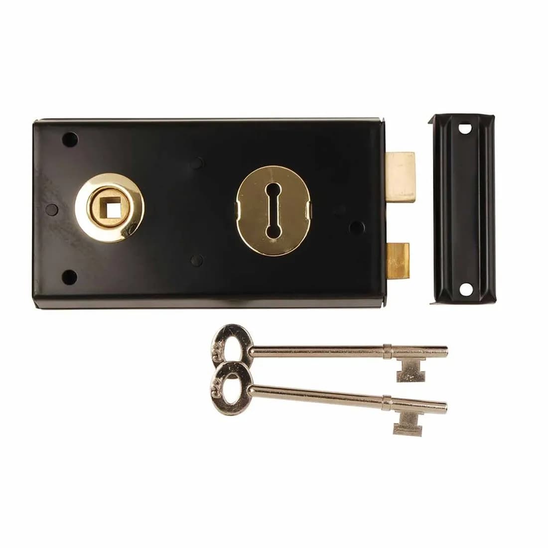 Double Handed Rim Lock Black 75 X 140Mm