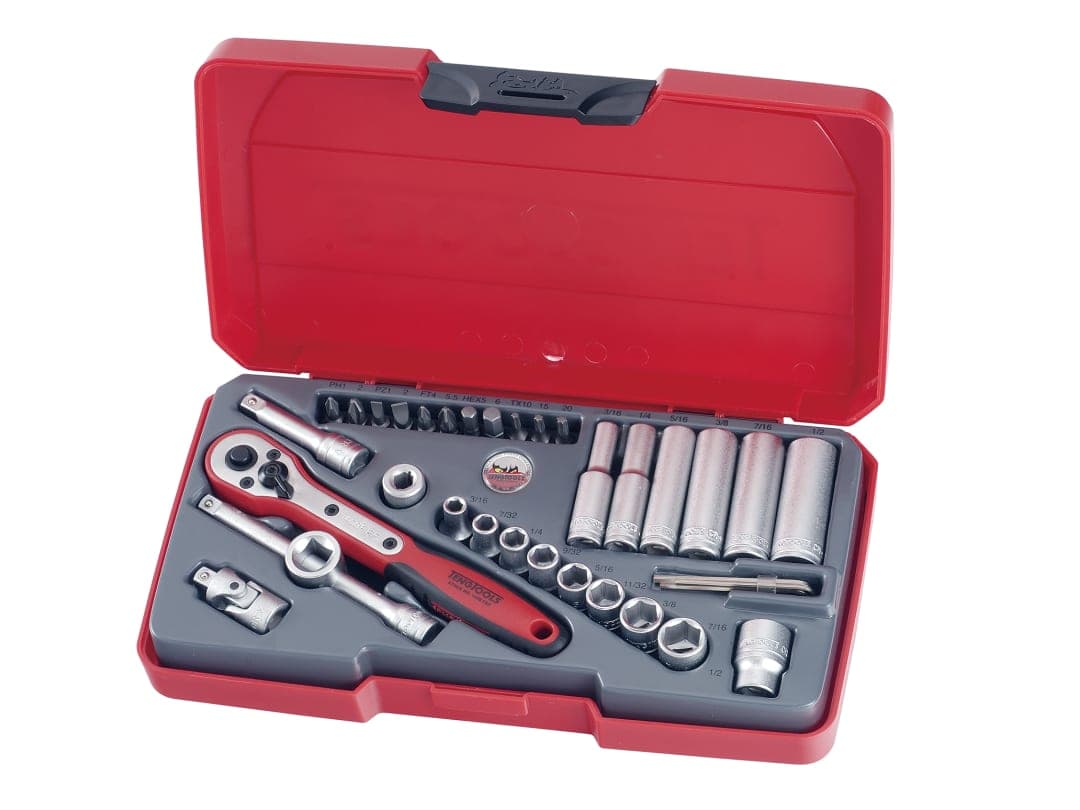 Teng T1435AF Socket Set of 35 A/F 1/4in Drive T1435AF